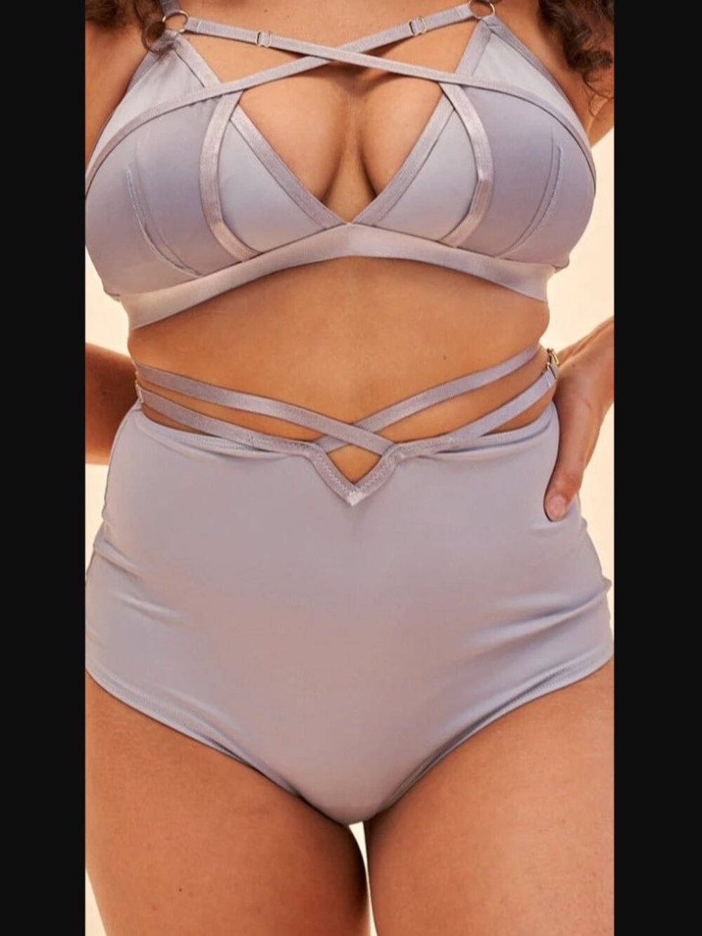 NWT Lunalae Willow Cross Over High Waist Bottom Shorts Grey US2 AU6 $48.00